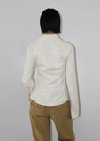 SUEDE STRIPE V-NECK SHIRT