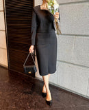 Serzel Tweed Slit Skirt