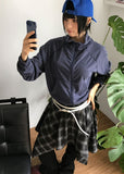 (Brushed) LAYERED CHECK UNBALANCE SKIRT