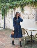 Happiness Denim Shirt Long One Piece (Belt Set)