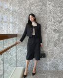 Coner Tweed Split Skirt