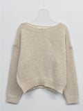 Alpaca Wool Boat Neck Crop Knit