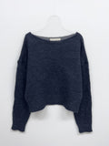 Alpaca Wool Boat Neck Crop Knit