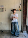 Henville Washing Denim Balloon Wide Pants