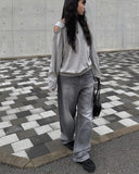 It Gray Washed Denim Wide Pants