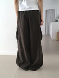 Adic Double Pocket Pintuck Cargo Two-Way Long Wide Jogger Pants
