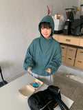 Ahi Crop Hood String Wind Jumper