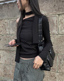 Irene one-shoulder muffler t-shirt set