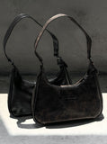 Crack Leather Buckle Shoulder Bag