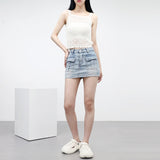 2K Cargo Denim Mini Skirt