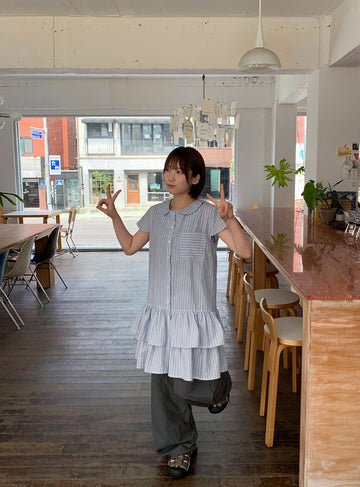 Hudum Striped Layered Shirt One Piece