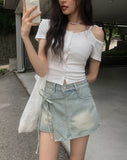 Nibeo Denim Ribbon Wrap Skirt Pants