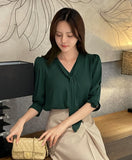 Carriet Chiffon Tie Three Quarter Blouse