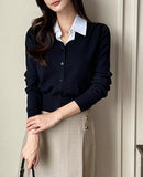 Meren Shirt Layered Knit Cardigan