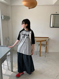 Fruity ribbon banding cargo flare long skirt