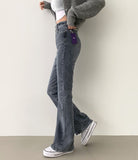 4 Seasons Banding Long Boot Cut Color Denim Pants