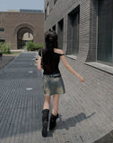 Fuse Ribbon Strap Off Shoulder T-Shirt