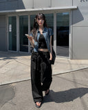 Horse Banding Strap Wide Pin Tuck Pants