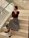 Elian Jacquard Pattern Flare Banding Skirt