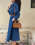 Happiness Denim Shirt Long One Piece (Belt Set)