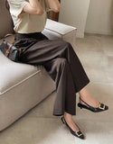 Cento Two-Pin Tuck Wide Straight Slacks