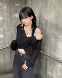 Center Hood Crop Cardigan