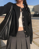 Ati Basic Round Knit Cardigan