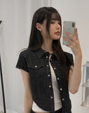 Kit Short Sleeve Snap Denim Shirt
