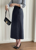 Perroche Stitch Denim Wrap Banding Skirt