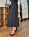 Yuloy Unbalanced Wrap Pleated Banding Long Skirt