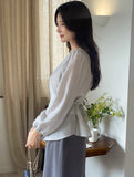 Mion V-neck Shirring Strap Blouse
