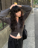 Fabi Two-Way Knit Hood Zip-Up Cardigan