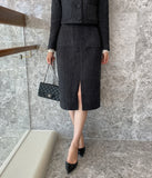 Coner Tweed Split Skirt