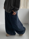Hendelo Star Rivet Embroidery Balloon Denim Wide Pants