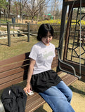 Earmin Star Patch Crop Short Sleeve Tee