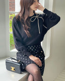 Lores Cubic Ribbon Boat Neck Knit