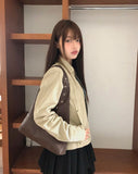 Sheet Eyelet Leather Shoulder Bag