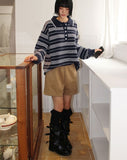 STRIPE COLLAR OVER KNIT