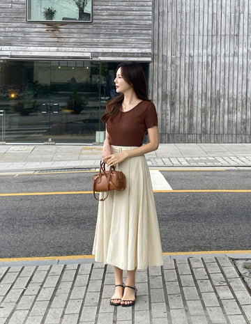 Kelly Flare Banding Long Skirt (Belt Set)