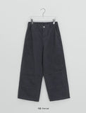 Hebender Stitch Patch Cotton Banding Wide Pants