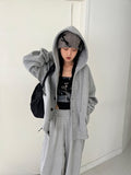 BUTTON OVERSIZED HOODIE ZIP-UP