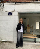 Yorkin gradient stitch wide denim pants