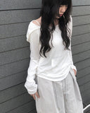 Defen Hood String Long Sleeve T-shirt