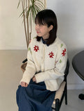 Gella flower embroidery knit cardigan