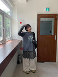 Eluki pigment color matching printing long sleeve tee