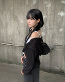 Feather Black Blue Wide Denim Pants