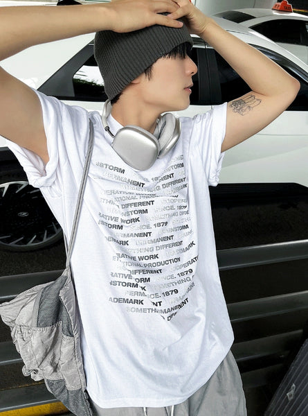 [COSYHARU公式] Silver Cord List Short Sleeve Tee COSYHARU (コシハル) - シルバーコードリスト半袖Tシャツ