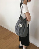 Soan Stripe Patch Big Shoulder Bag