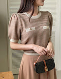 Demont Color Matching Tweed Puff Knit