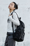 EYELET THREE-POCKET BUCKLE BACKPACK